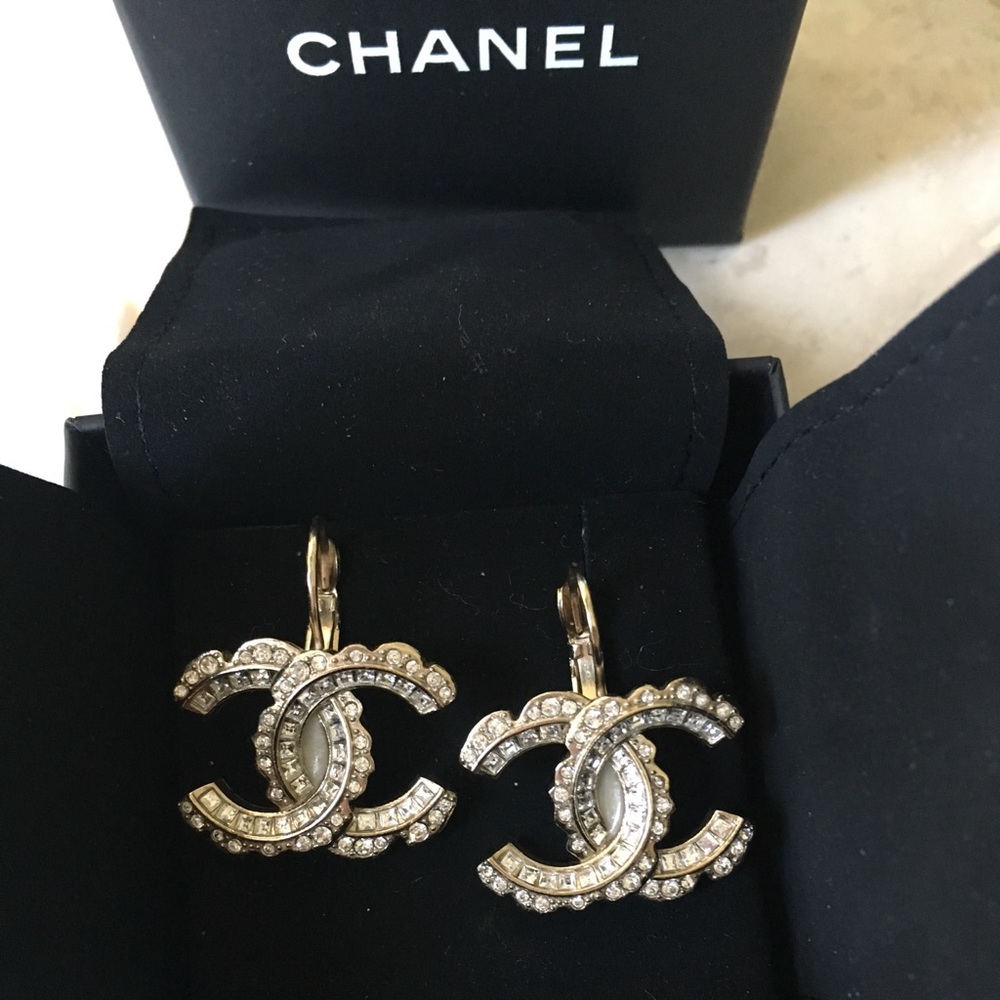 Chanel XL Gold Crystal Earrings